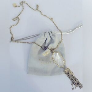 KENDRA SCOTT Rayne Mother of Pearl necklace light gold tone chain